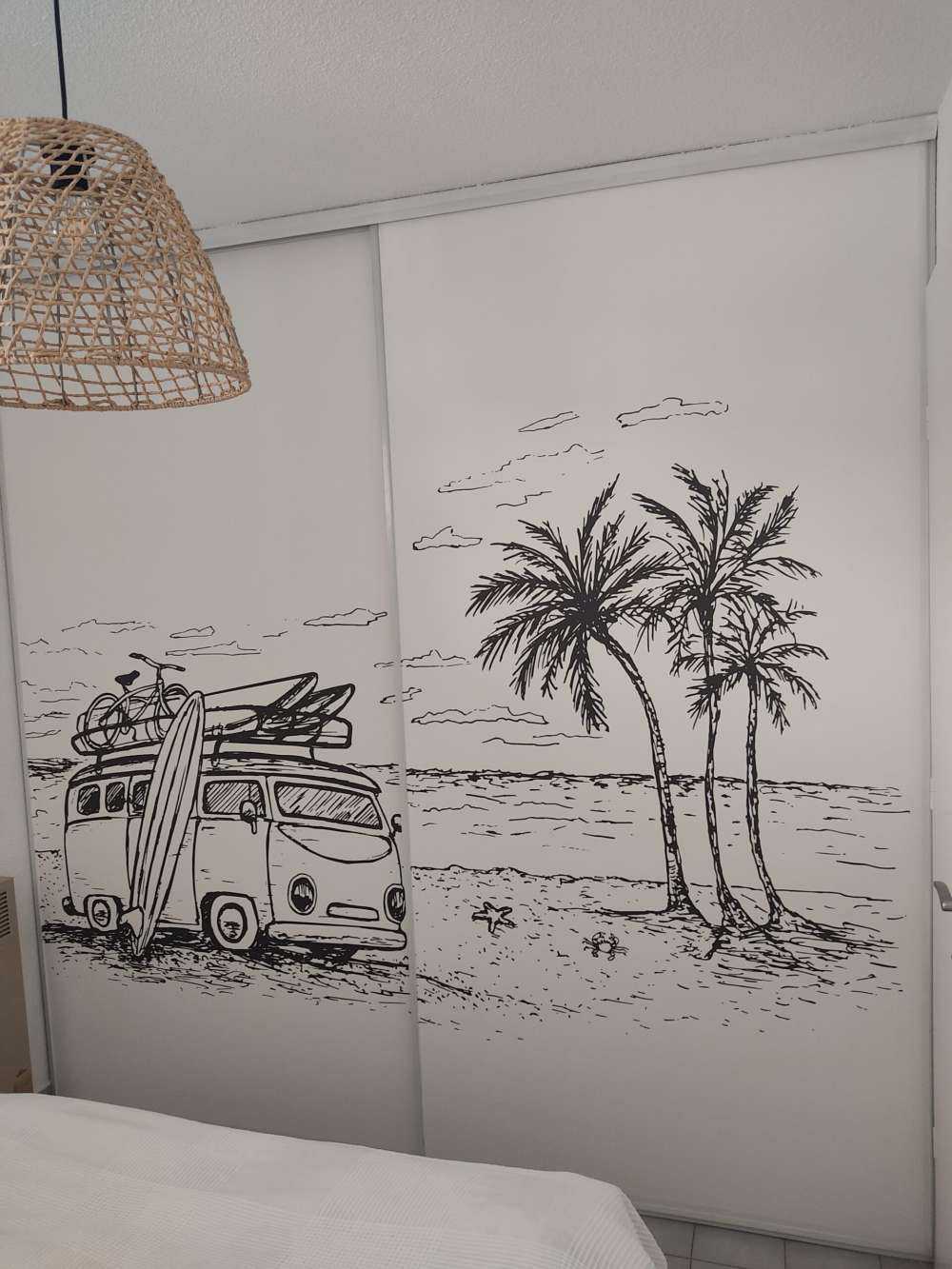 Dessin de plage en noir et blanc