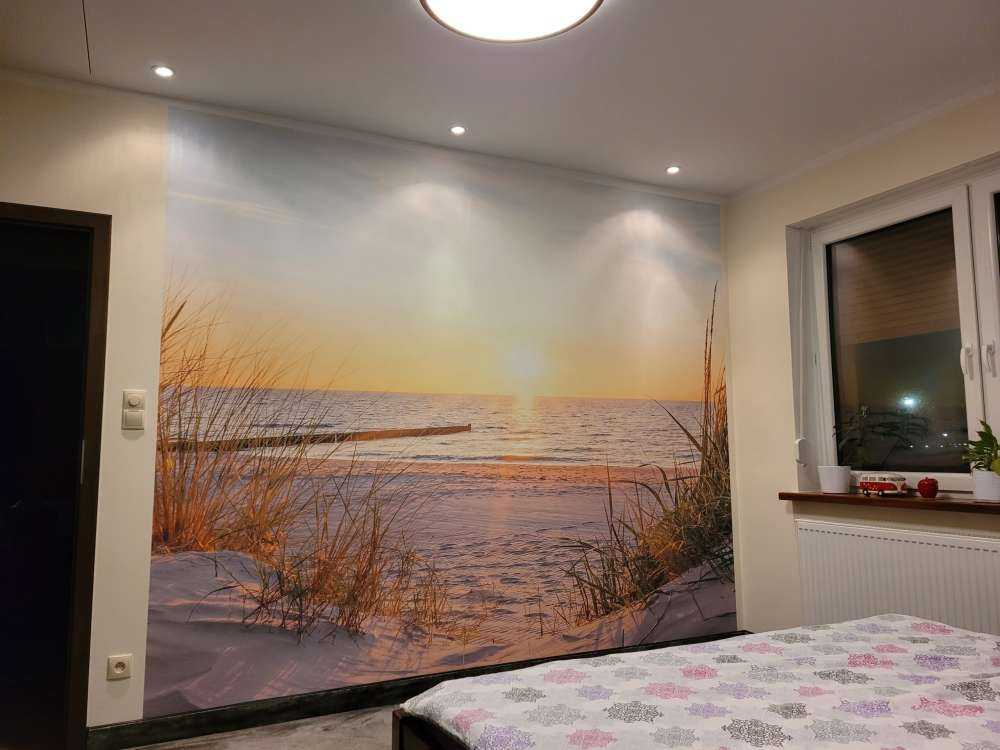 Plage de dunes avec coucher de soleil
