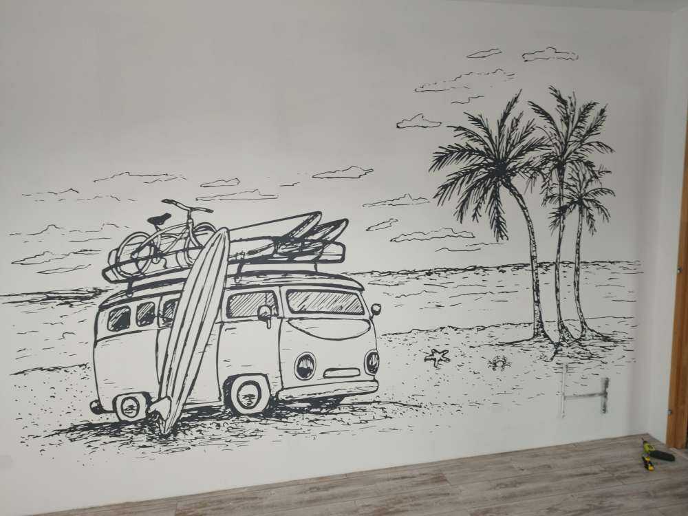 Dessin de plage en noir et blanc