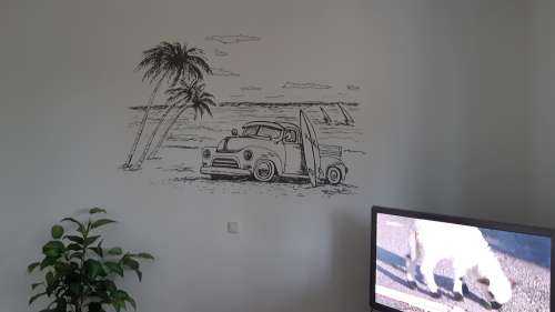 Plage dessinée en noir et blanc