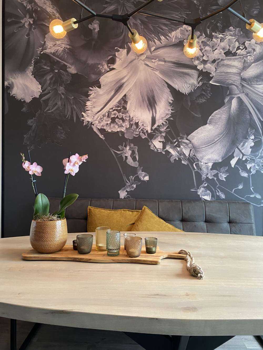 Tête de lit Floral noir et blanc