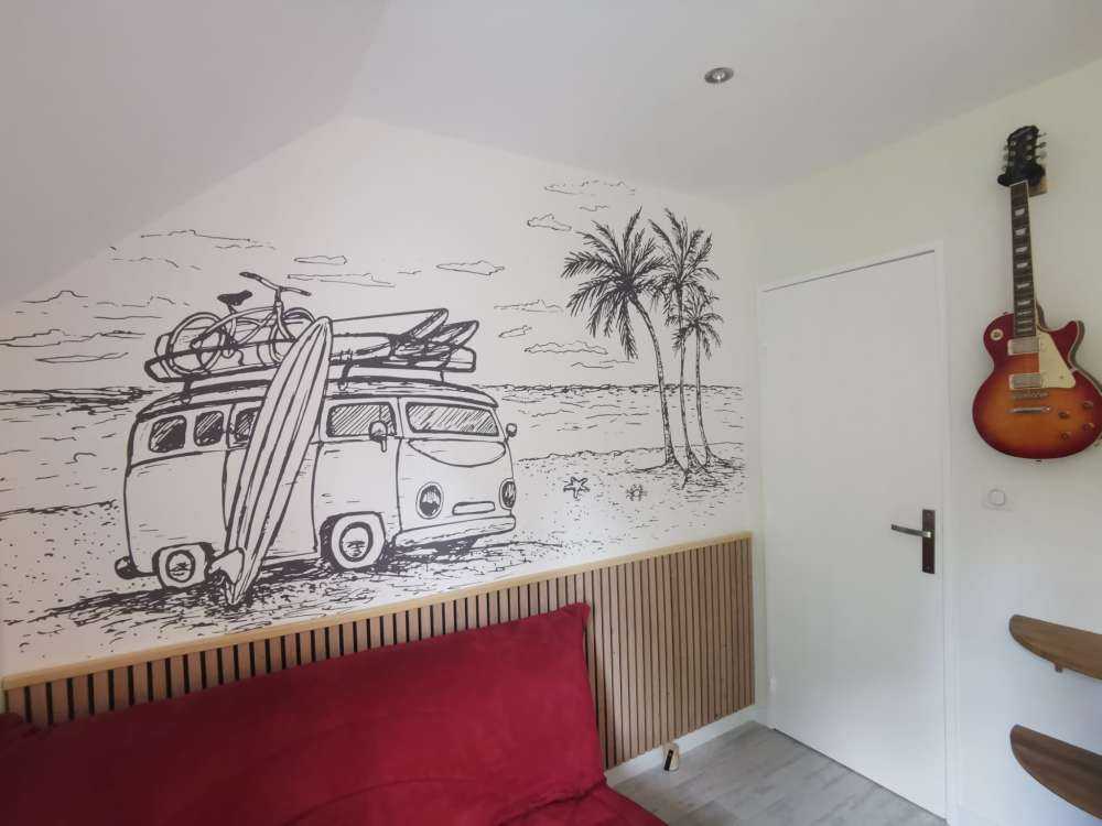 Dessin de plage en noir et blanc