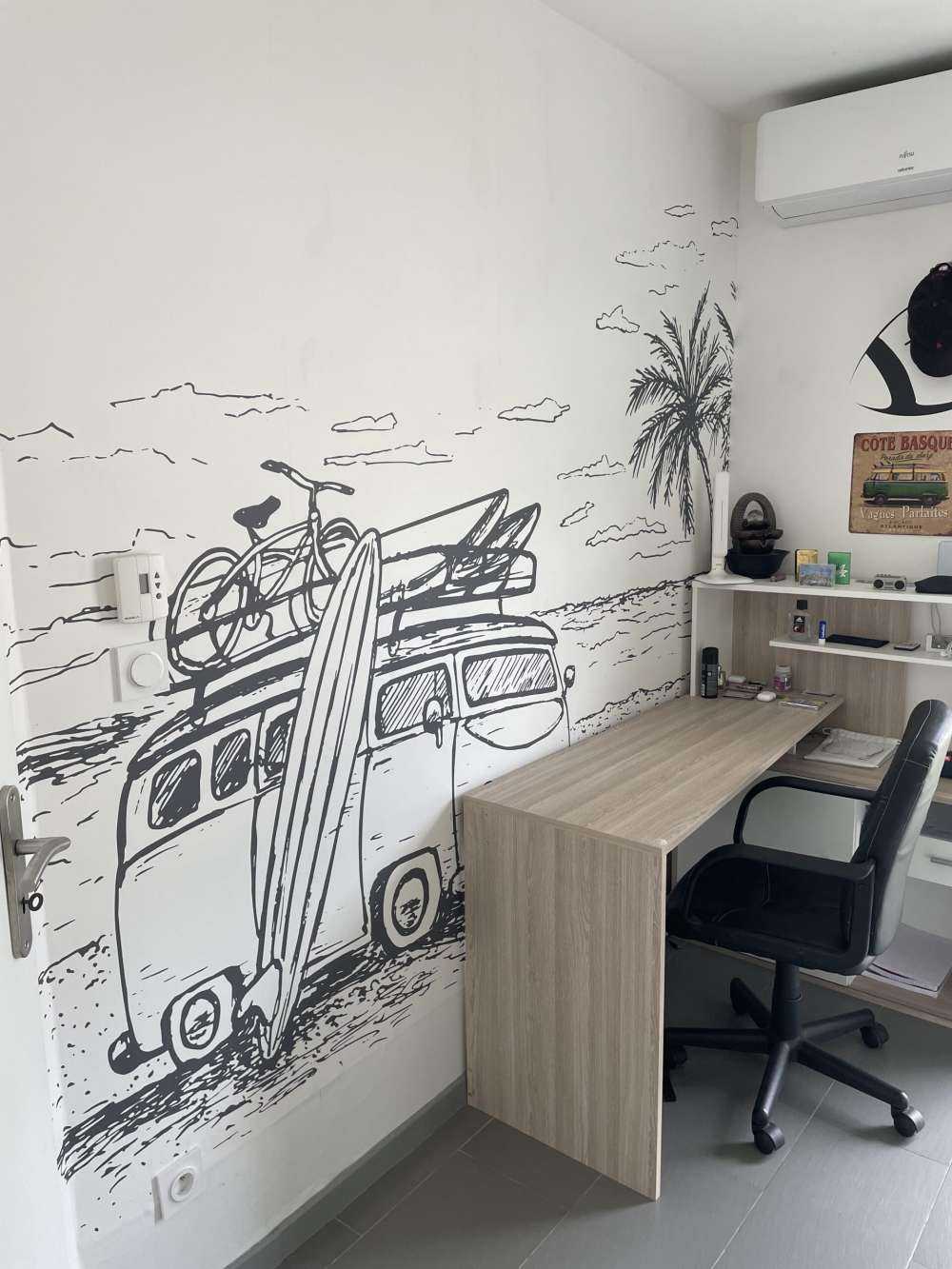 Dessin de plage en noir et blanc