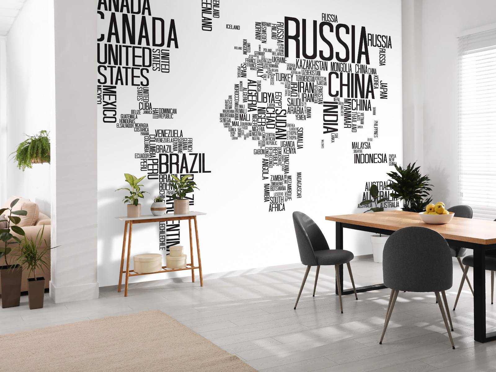 Carte du monde typographique