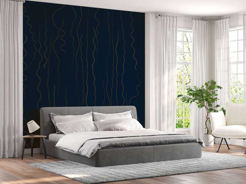 Lignes organiques herbe bleu nuit