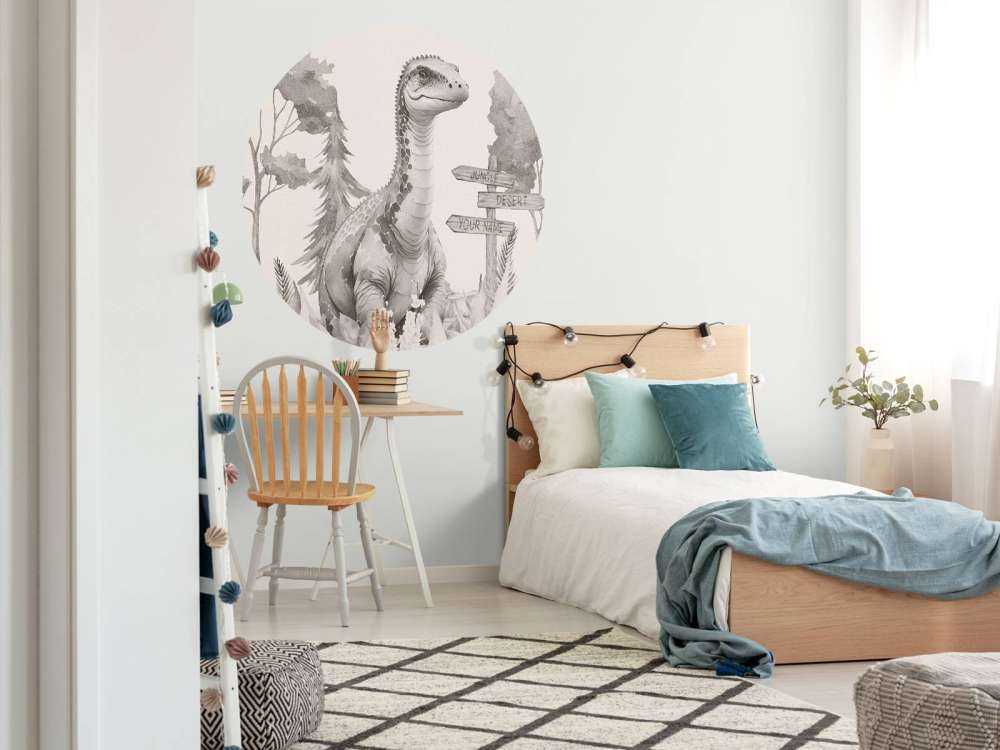 Bébé brachiosaure dans la jungle beige