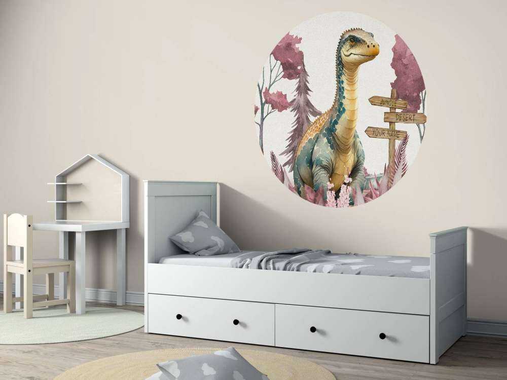 Bébé brachiosaure dans la jungle rose