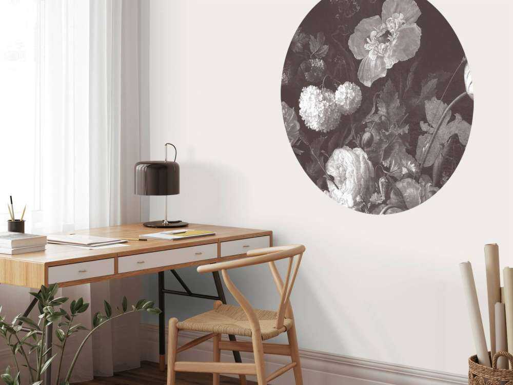 Nature morte aux fleurs baroques - sépia foncé
