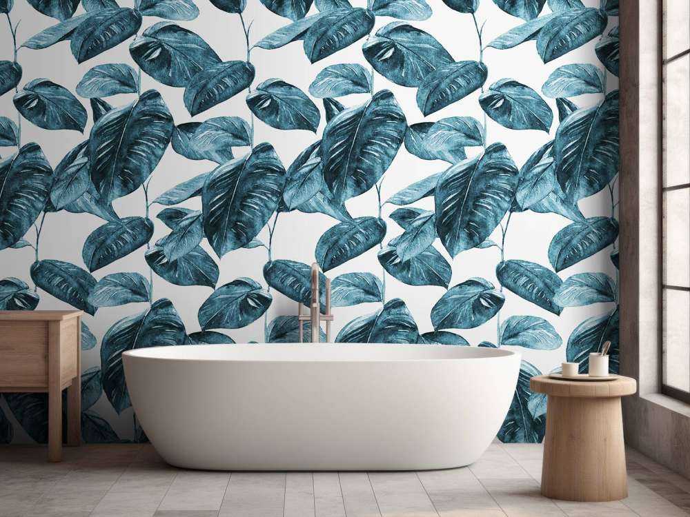 Plantes à l'aquarelle bleu canard