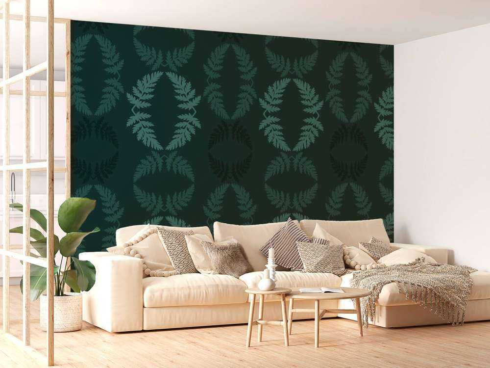 Motif bleu canard avec branche de ciguë