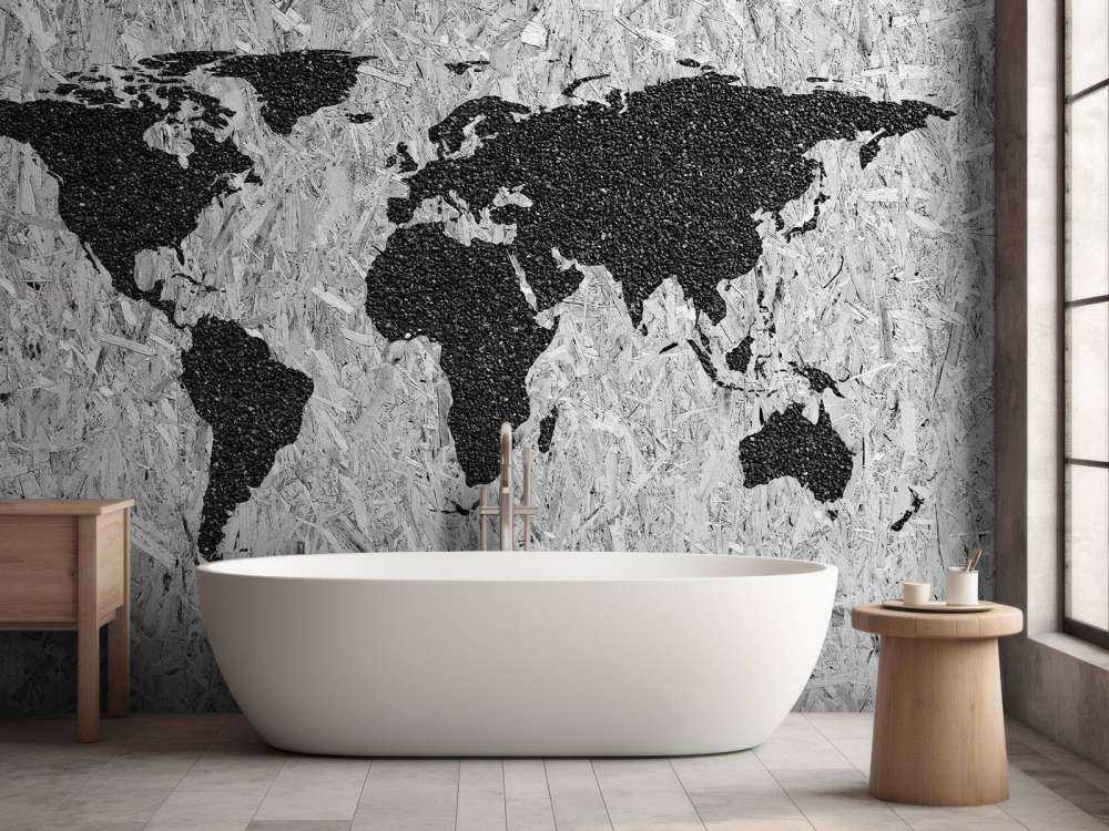 Carte du monde noire sur fond blanc