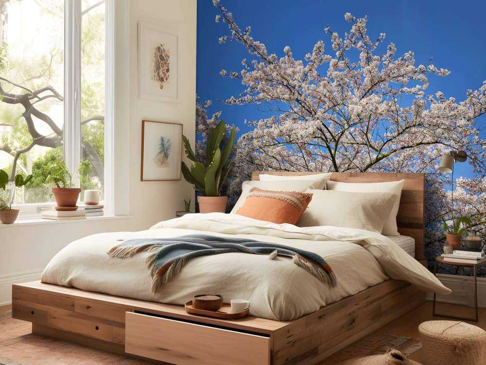 Fleurir avec un ciel bleu