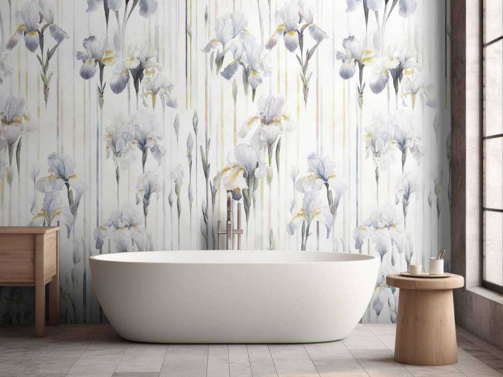 Iris et Rayures Gris Sans Couture