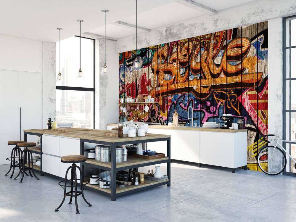 Graffiti avec des lettres sur du bois