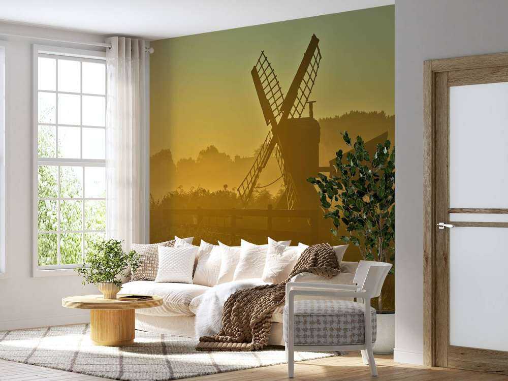 Moulin de pré au lever du soleil