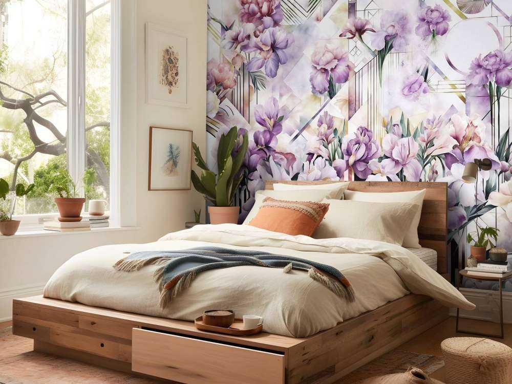 Immenses iris aquarelle violets