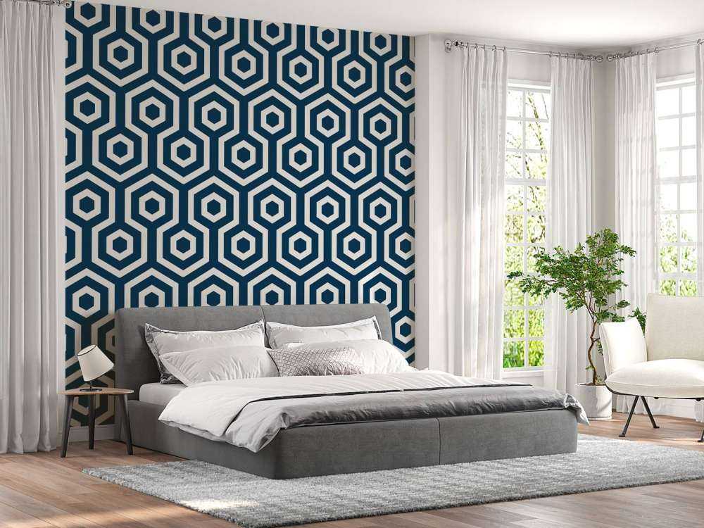 Motif Hexagones bleu foncé