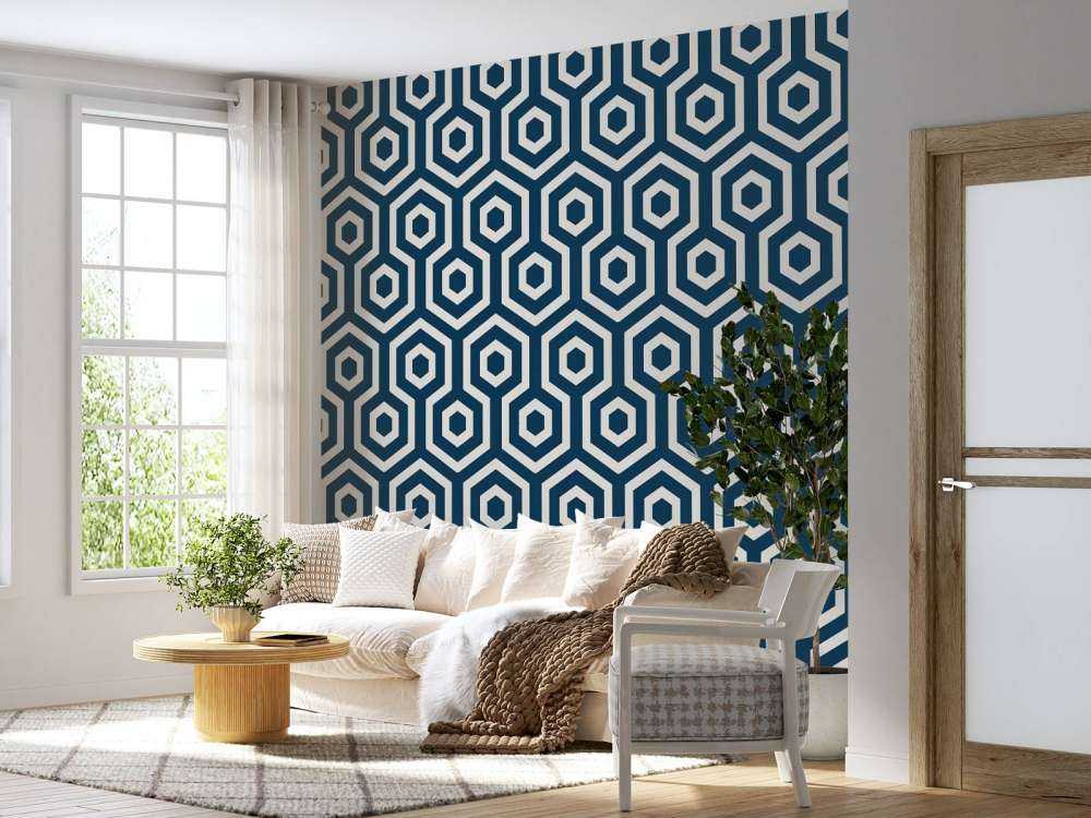 Motif Hexagones bleu foncé