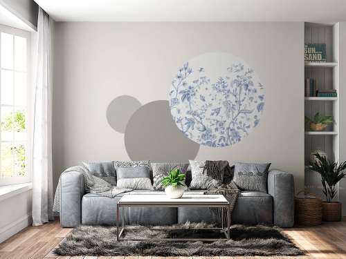 Illustration florale, bleu et blanc
