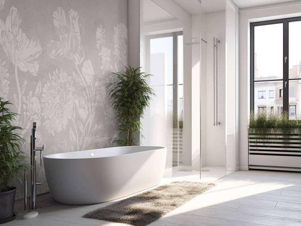 Paysage floral baroque - grège