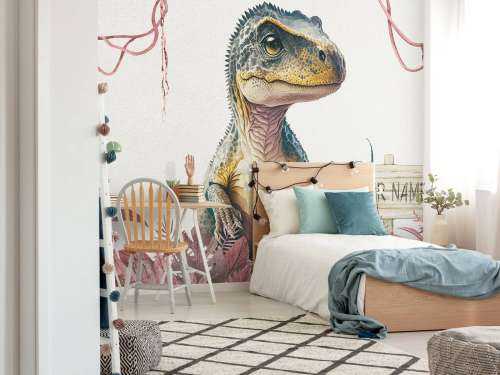 Bébé T-rex dans la jungle rose