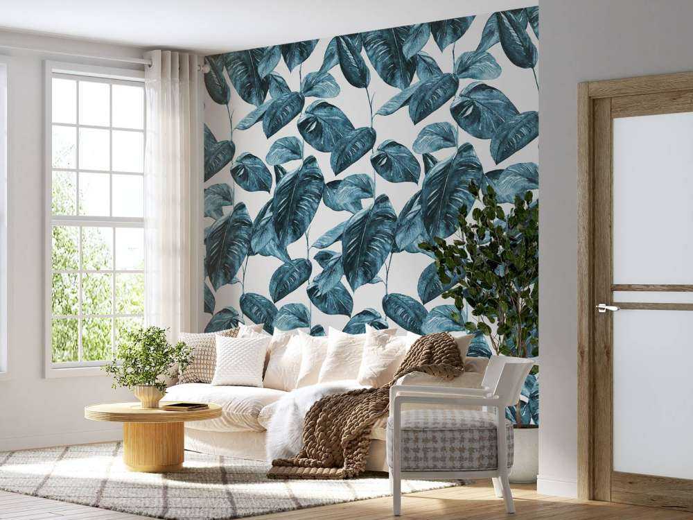 Plantes à l'aquarelle bleu canard