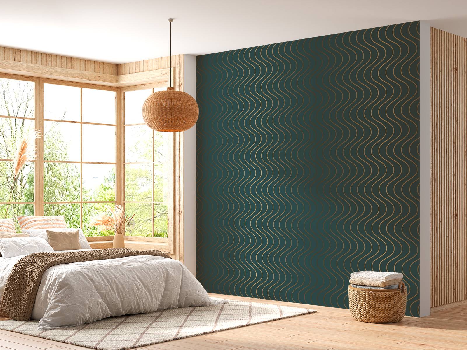 Motif ondulé bleu canard