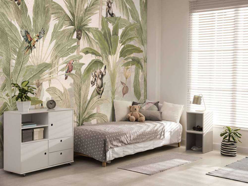 Jungle avec singes et perroquets