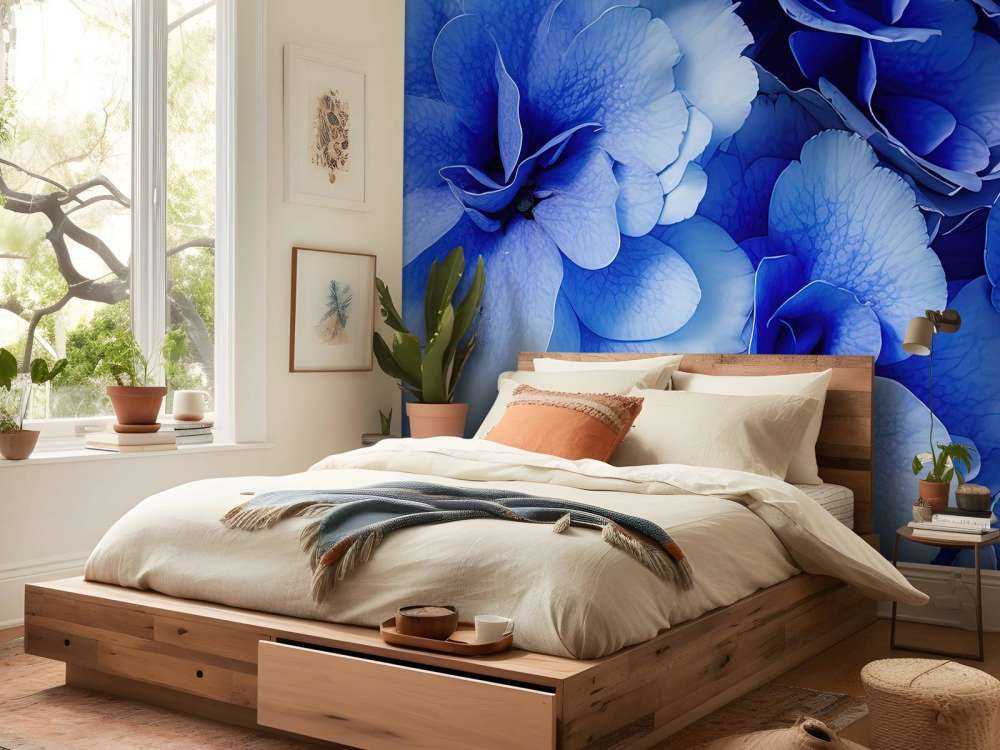 Gros plan sur des hortensias bleus