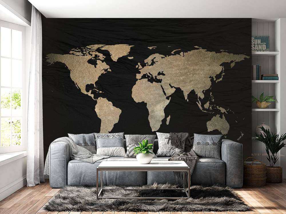 Carte du monde or clair