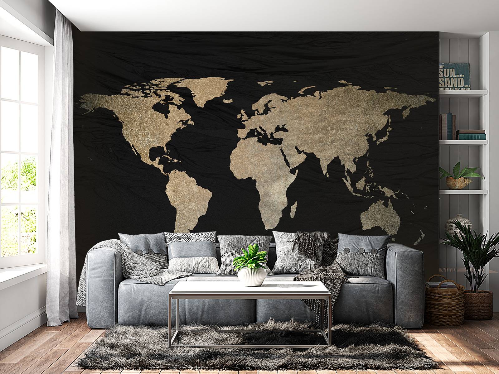 Carte du monde or clair