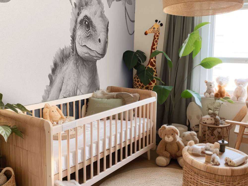 Bébé ankylosaure dans la jungle beige