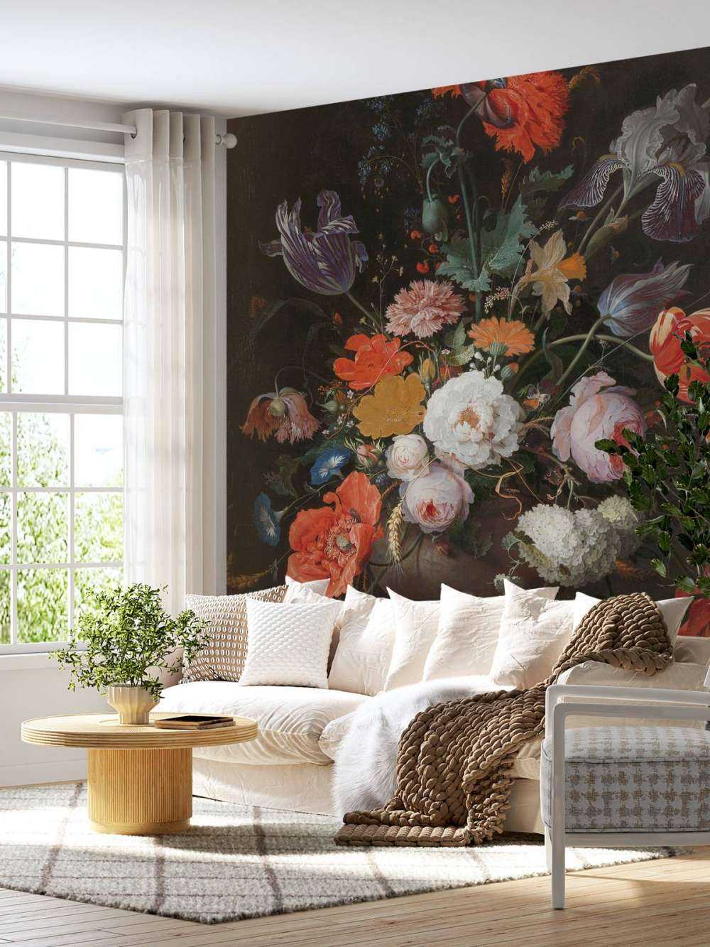 Nature morte avec des fleurs et une montre