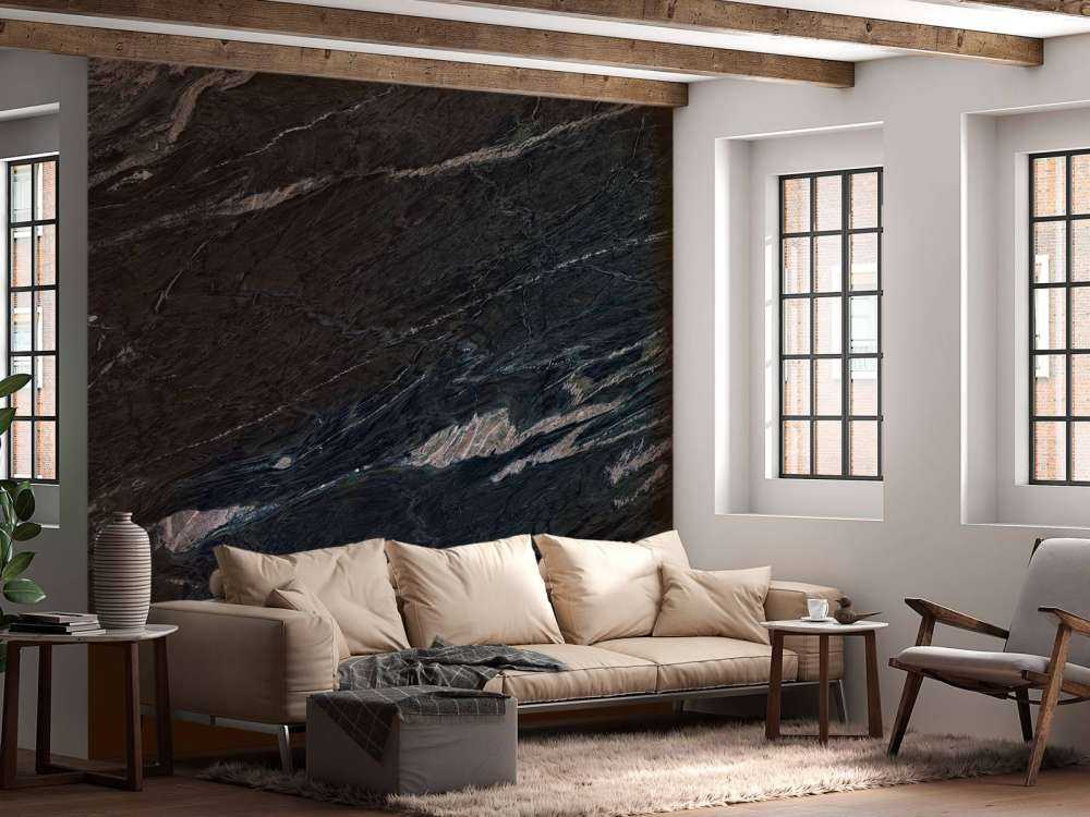 Marbre foncé avec des lignes claires