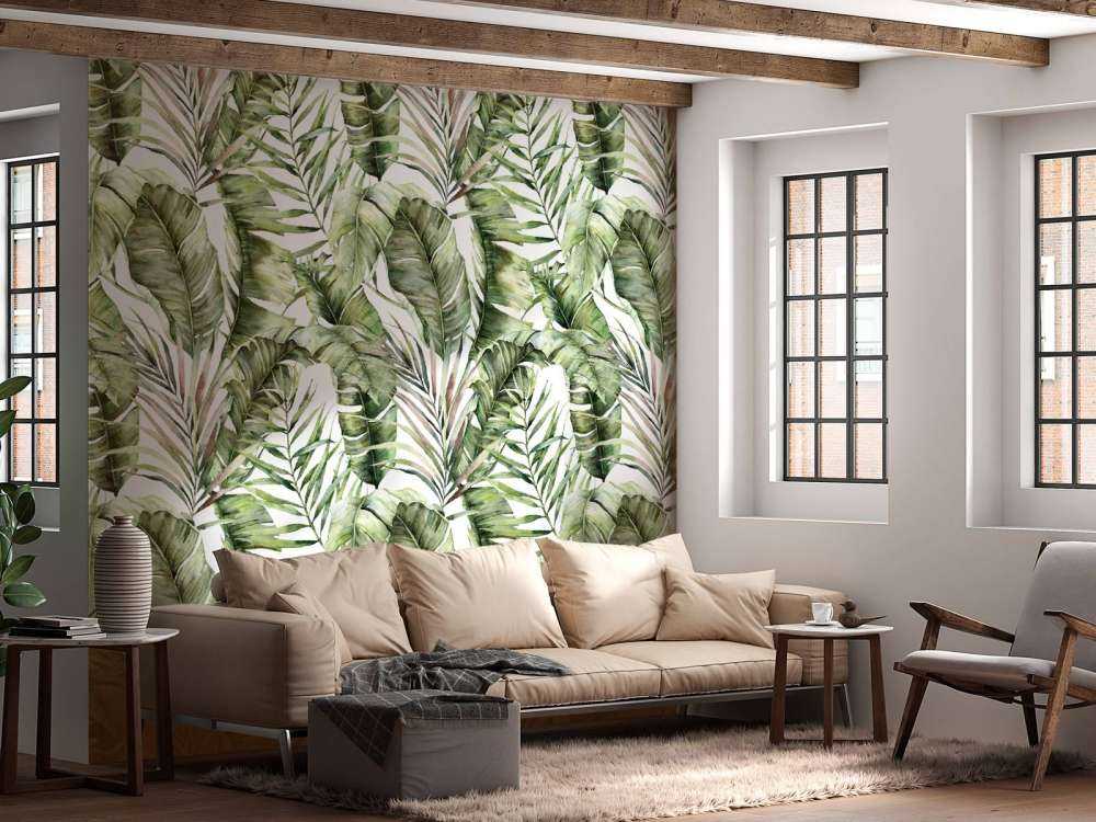 Motif de la feuille de palmier verte