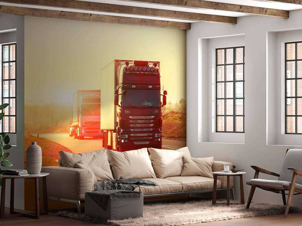 Camions sur une autoroute