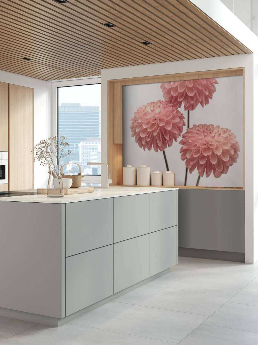 Trois dahlias roses