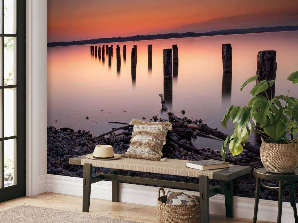 Plage rose et calme