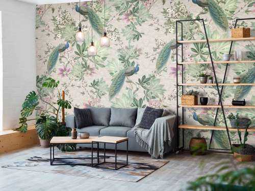 Paons de jardin vintage - crème