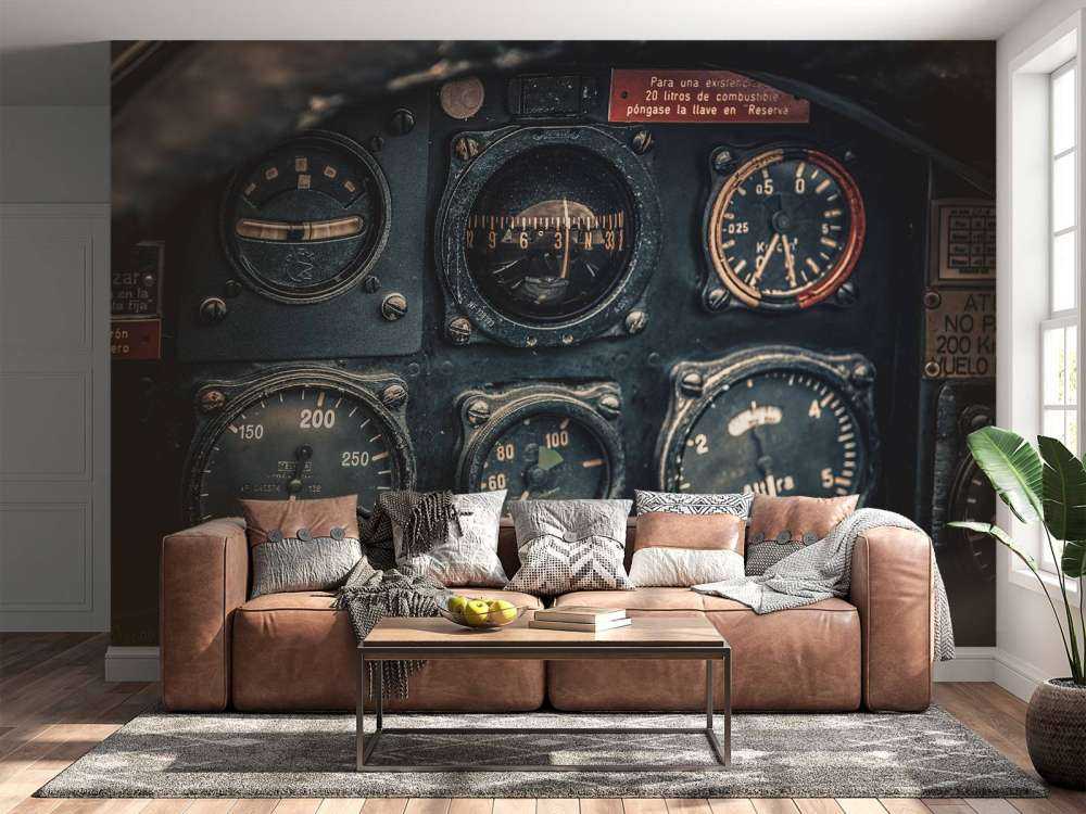 Détail du cockpit d'un avion d'époque