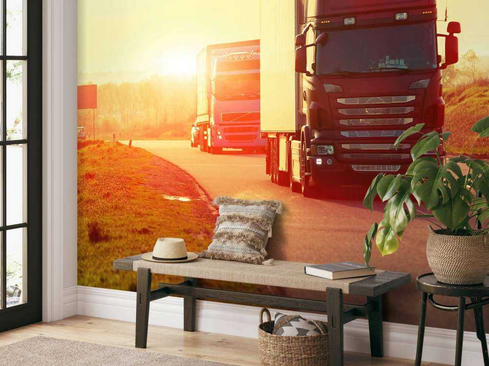 Camions sur une autoroute
