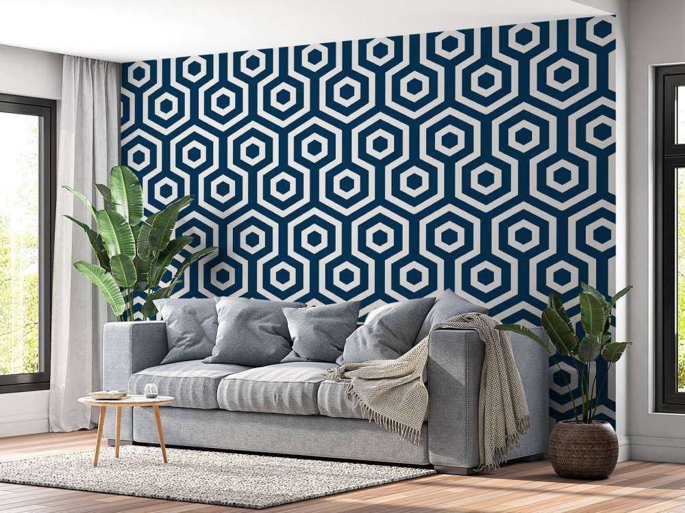 Motif Hexagones bleu foncé
