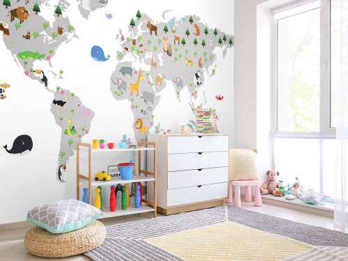 Carte du monde pour les enfants avec fond blanc