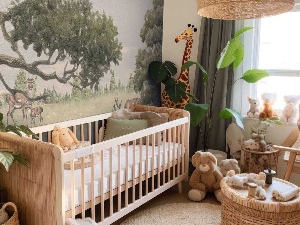 Paysage avec animaux en beige