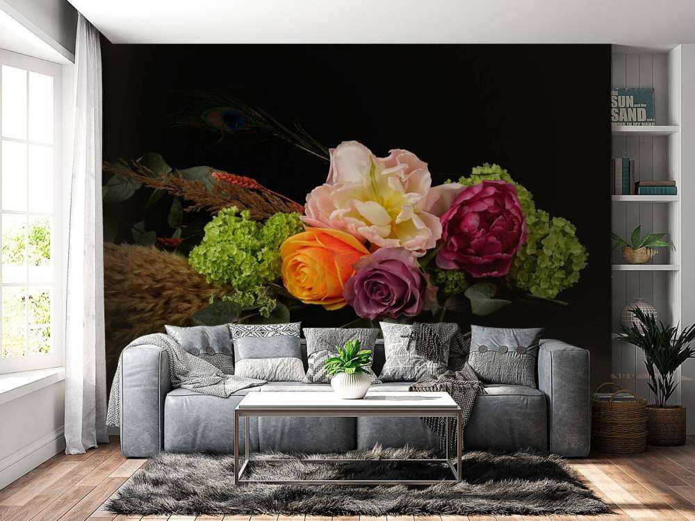 Guirlande de fleurs avec plume