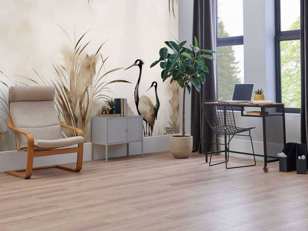 Grues dans le champ taupe