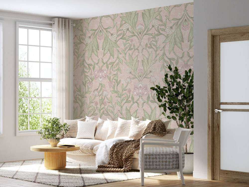 Damas floral Morris - rose pastel