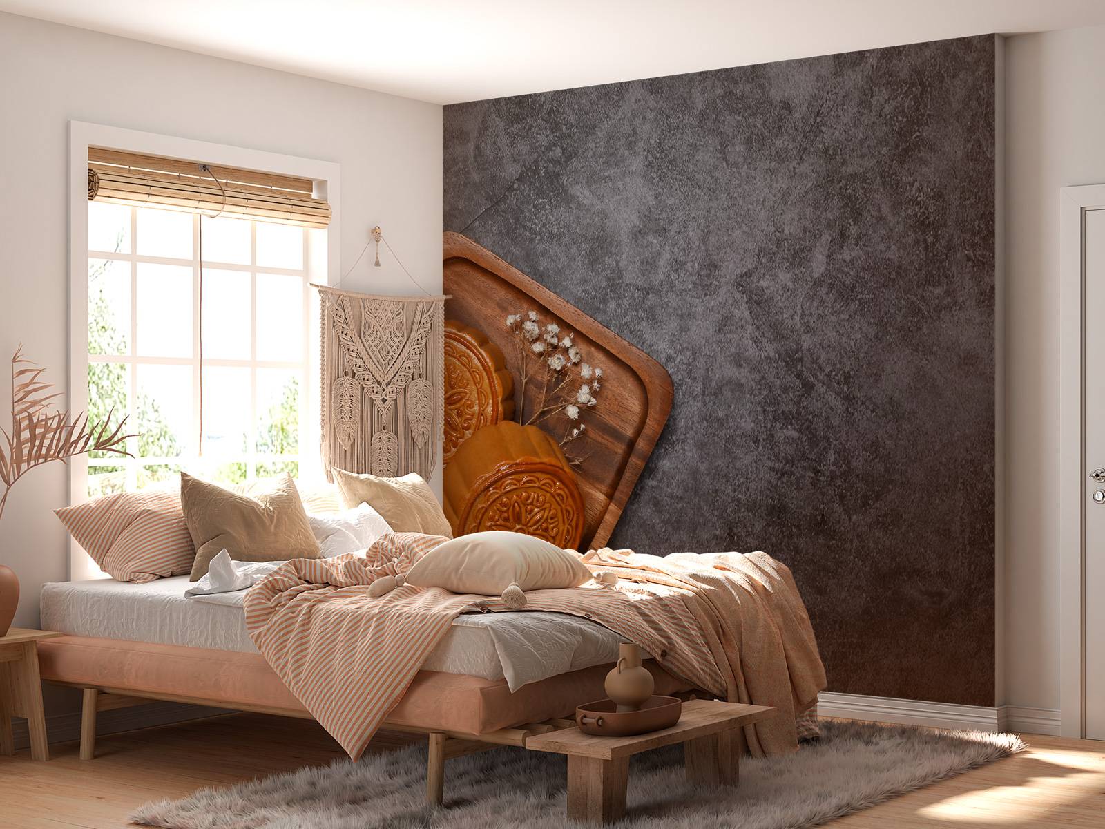 Gâteaux de lune sur un comptoir noir