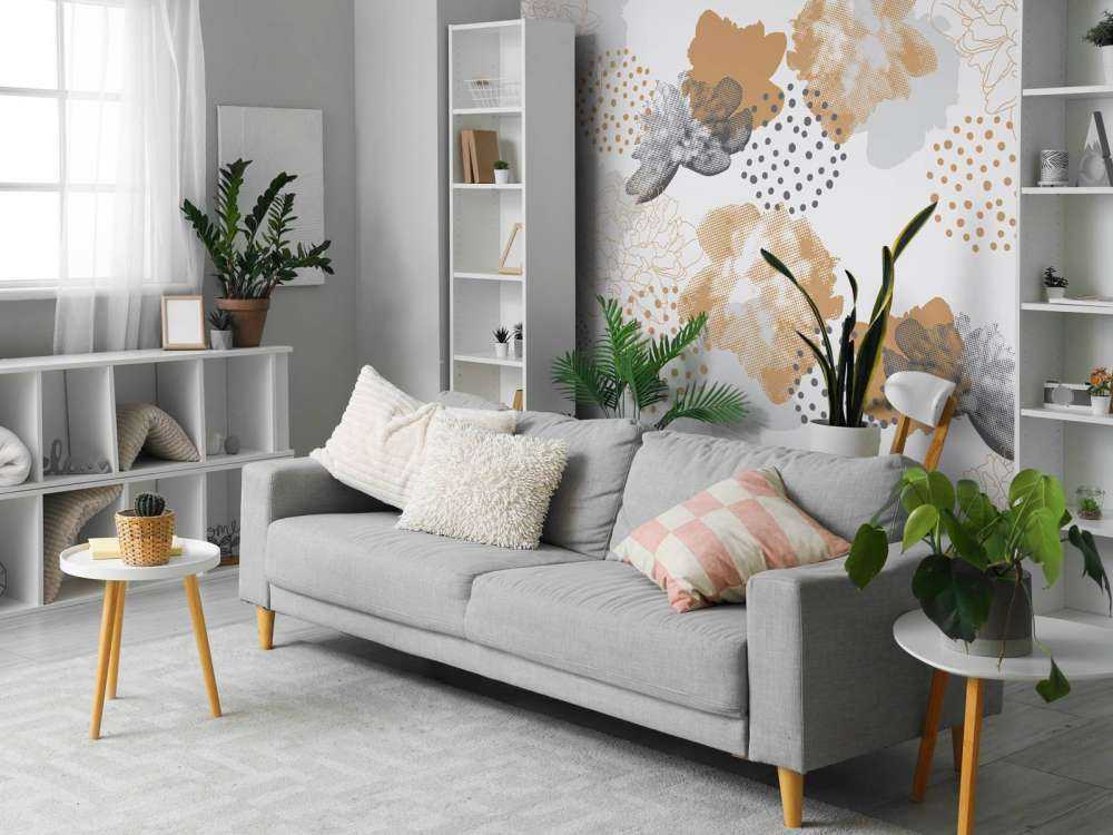 Motif floral gris