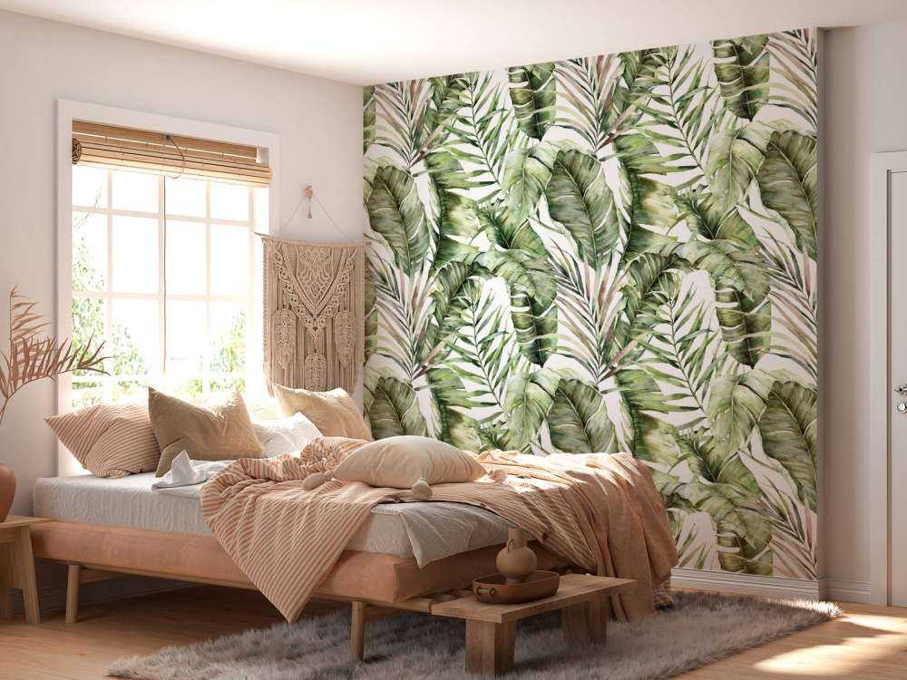 Motif de la feuille de palmier verte